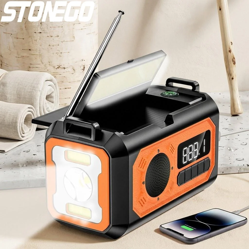 

12000mAh Solar Hand Crank Emergency Radio AM FM NOAA Weather Radio Portable with Reading Lamp for Outdoor Camping Survival Gear