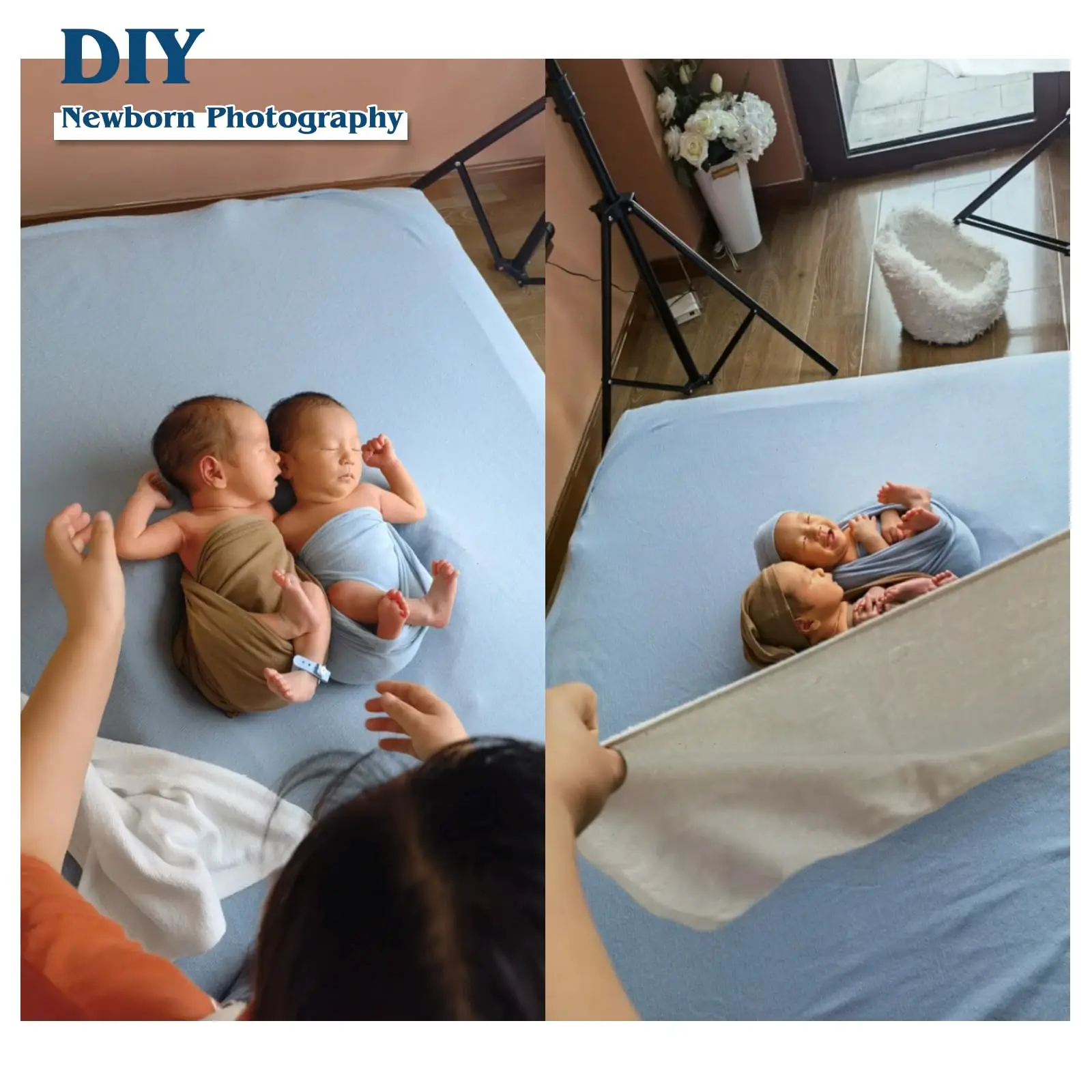 Newborn Photography Props Swaddle Newborn Wrap Suitable for Baby Boys Girls Infant Photo Props Shooting Elastic Blanket