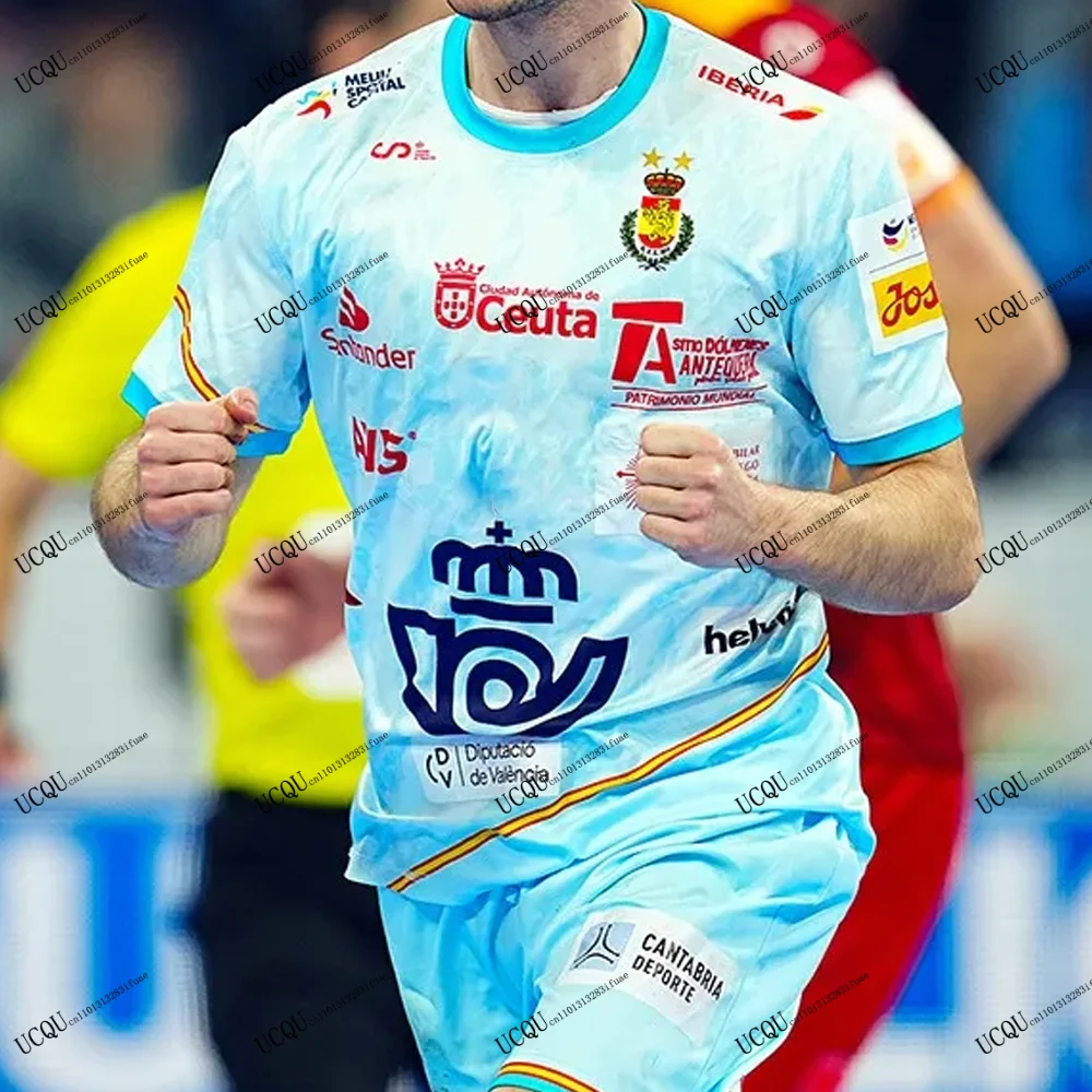 RFEBM اسبانيا المنتخب الوطني كرة اليد جيرسي 2025-26 جديد وصول عادية ثلاثية الأبعاد تي شيرت مطبوع المنزل بعيدا الكبار أطفال للجنسين التجفيف السريع