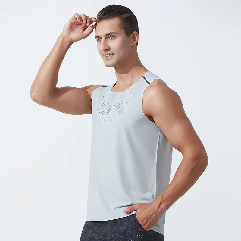 Summer Men Marathon Running Basketball Sports Light Thin Tank Top Male Sleeveless Quick Drying Fitness Sweatshirt Running Vest