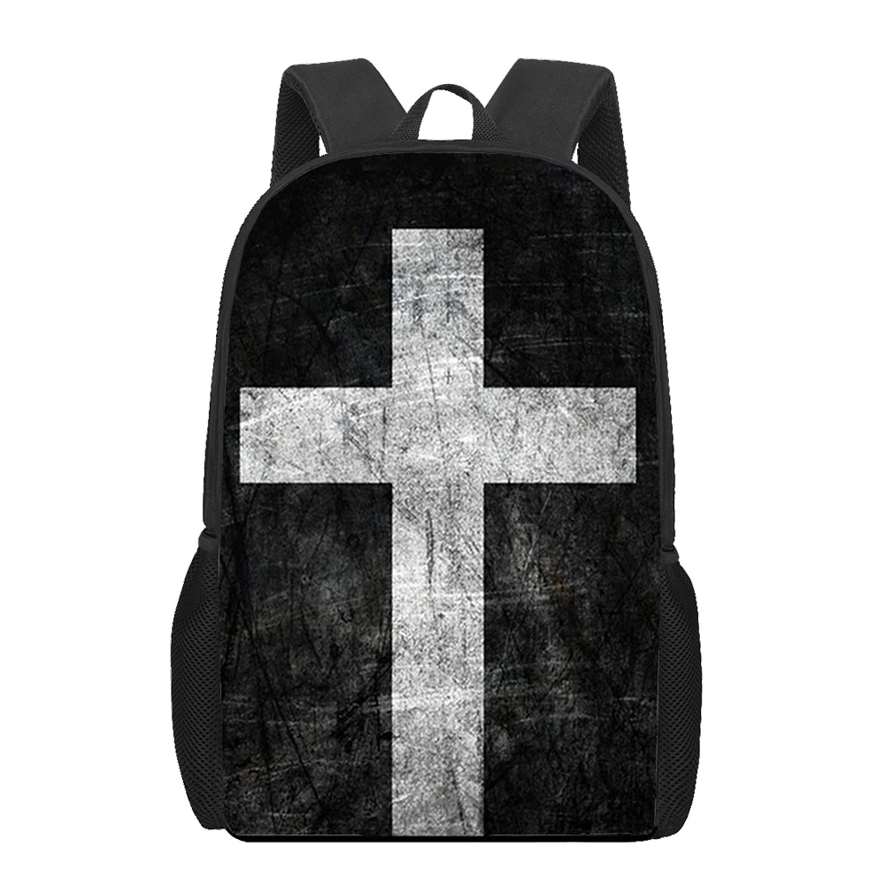 Cross Rose 3D Print School Bag for Teenage Primary Girls Boys Jesus Christian Women Men Backpack Large Capacity Kids Bookbags