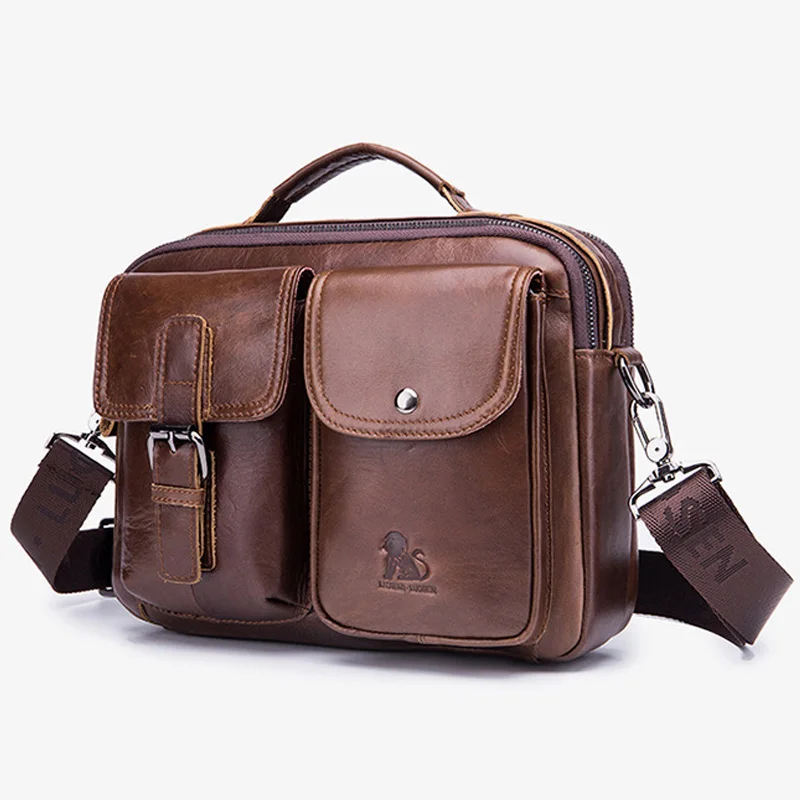 Men Genuine Leather Shoulder Messenger Bag men\'s Handbag Vintage Crossbody Bag Tote Business Man Messenger Bag