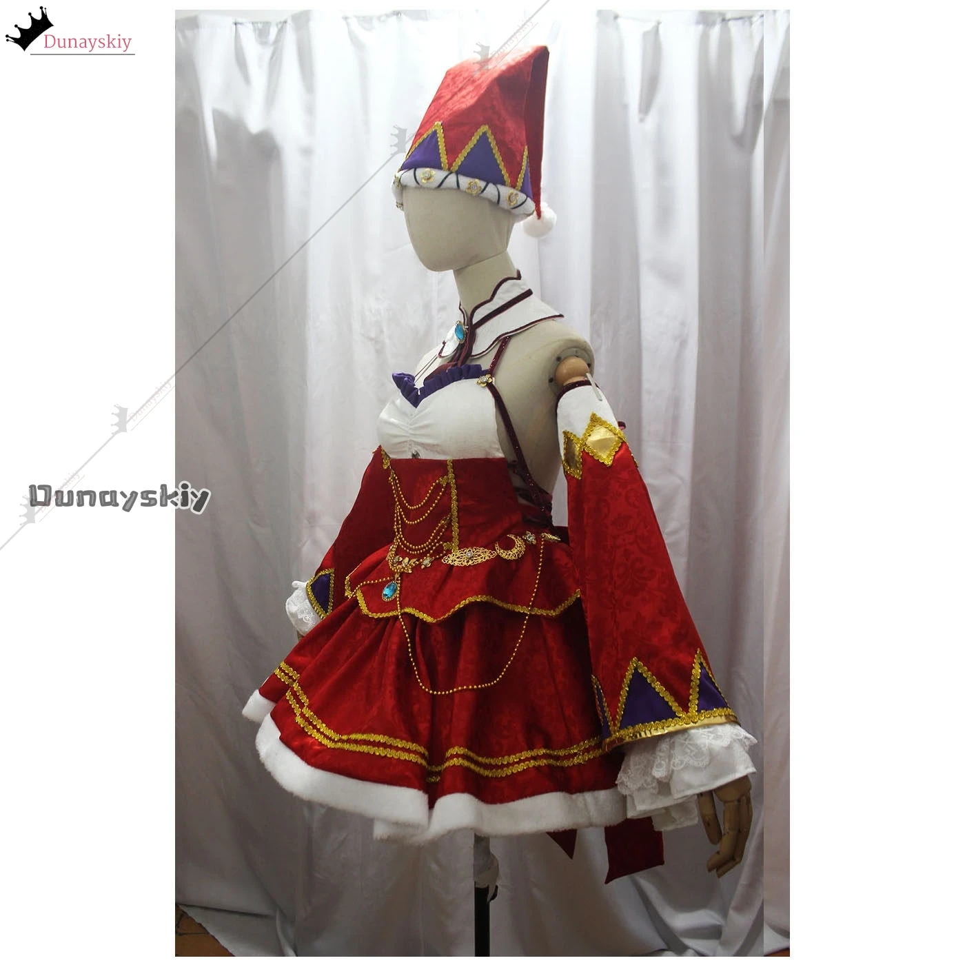 Customized Anime Emilia Cosplay Christmas Outfits Dress Costumes Red Lolita Cake Dress Wig Shoe Set Halloween Disguise Women view 5