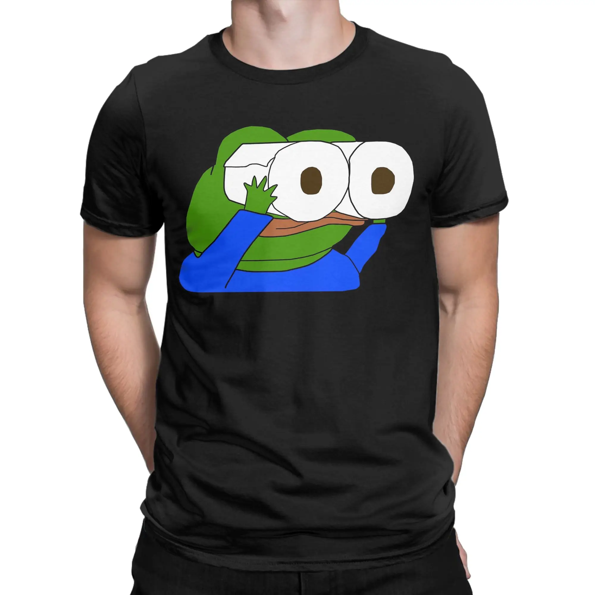 Pepes Toilet Paper Roll Binoculars T-Shirt for Men  Leisure 100% Cotton Tee Shirt O Neck Short Sleeve T Shirt Printed Clothing