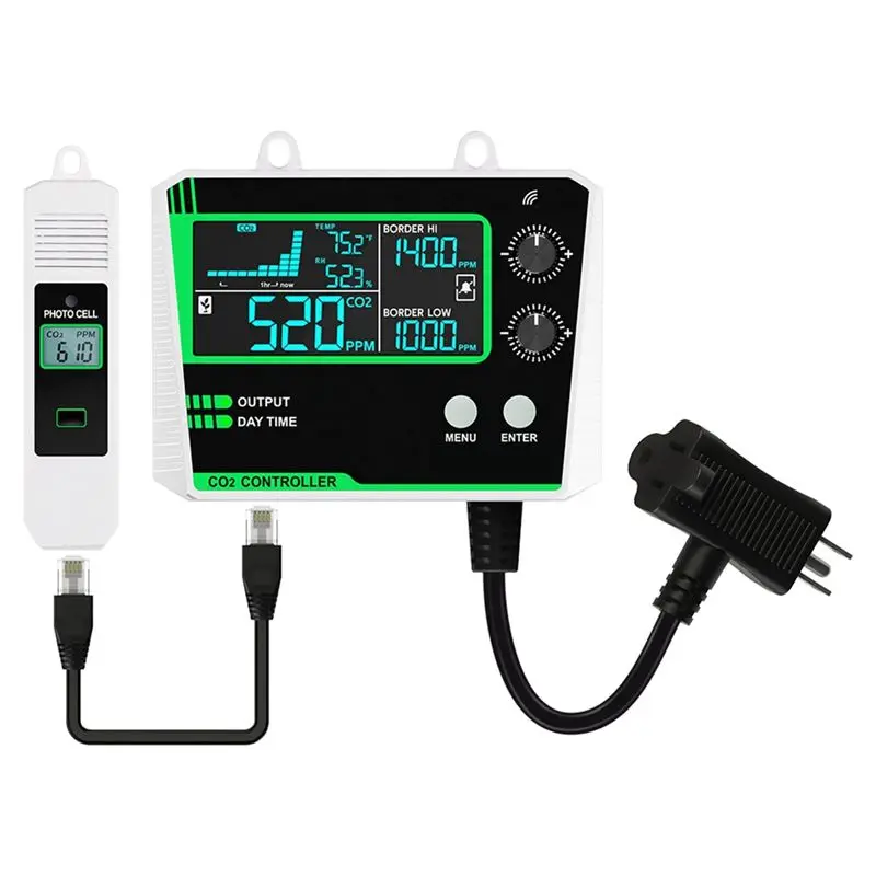 AB11-Carbon Dioxide Controller Single Channel Split Probe CO2 Monitor CO2 Pressure Reducer Valve For Greenhouse EU Plug C