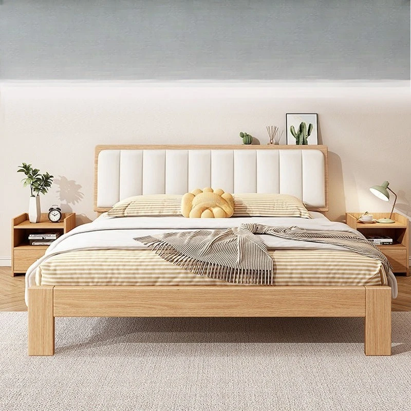 Solid wood bed, modern, simple, home, double bed, home, master bedroom