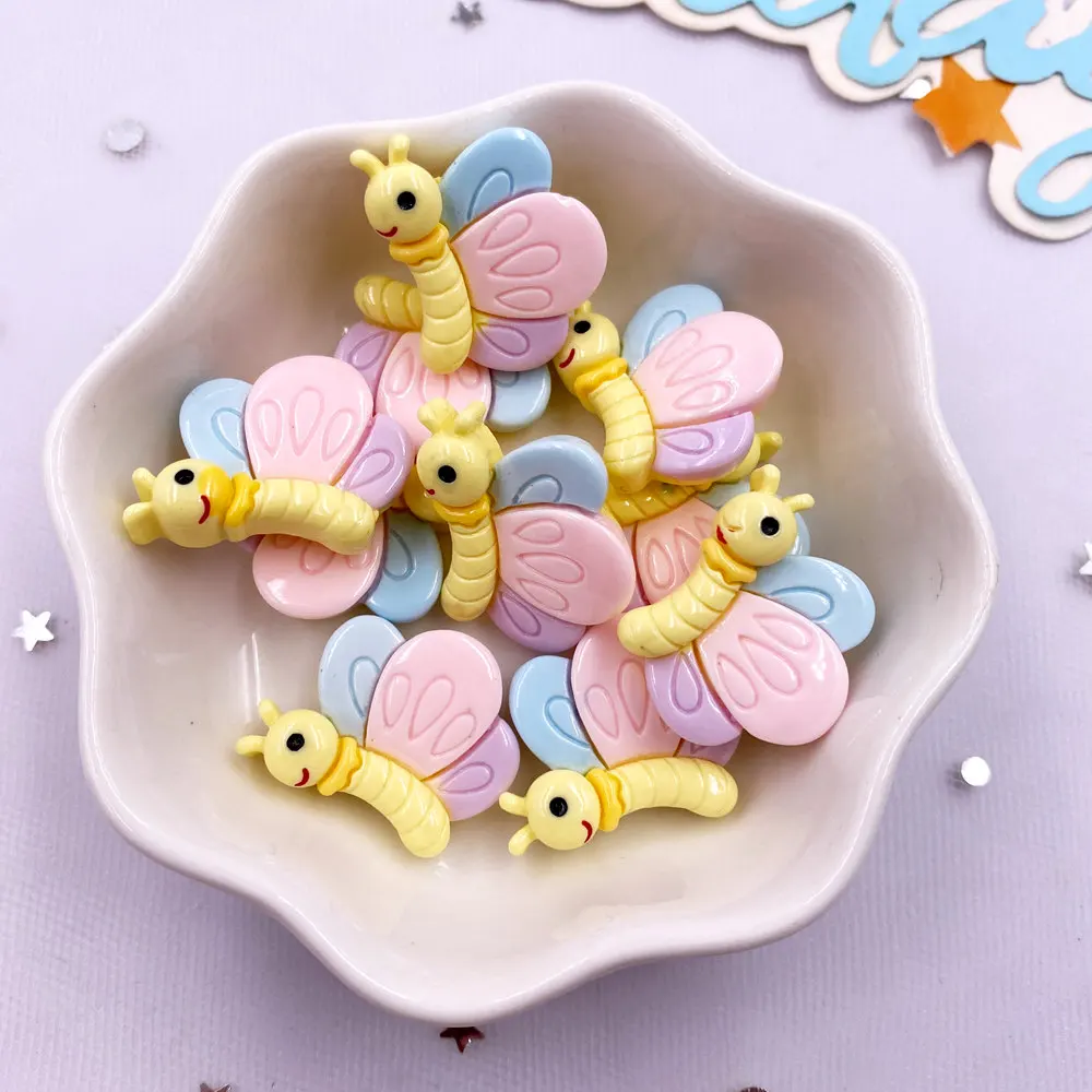 14pcs Kleurrijke Hars Cartoon Rups Bee Sprinkhaan Vlinder Kever Plaksteen Steen Beeldjes Plakboek Craft DIY Boog Decor