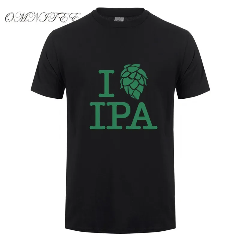 Summer New I LOVE IPA T Shirts Cool Printed Men Short Sleeve Cotton T-shirt Mans Beer Brewery Tee Shirt OT-974