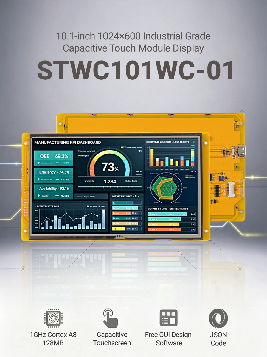 STONE C 10,1 Zoll TFT LCD HMI-Display mit kapazitivem Touchscreen 1024*600 RS232 RS422 RS485 TTL-Schnittstelle für Arduino – Detail 1