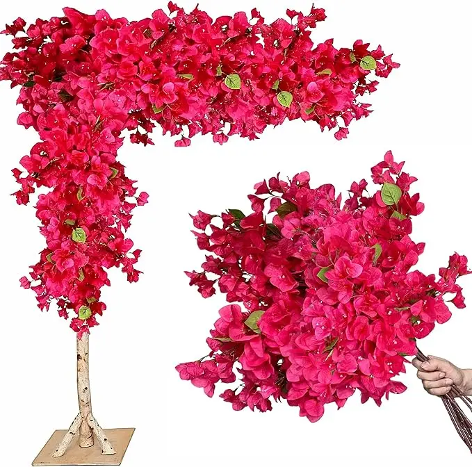 

24PCS Artificial Bougainvillea Flower Stems Silk Perfect for Home Wedding Table Centerpieces Event Backdrops
