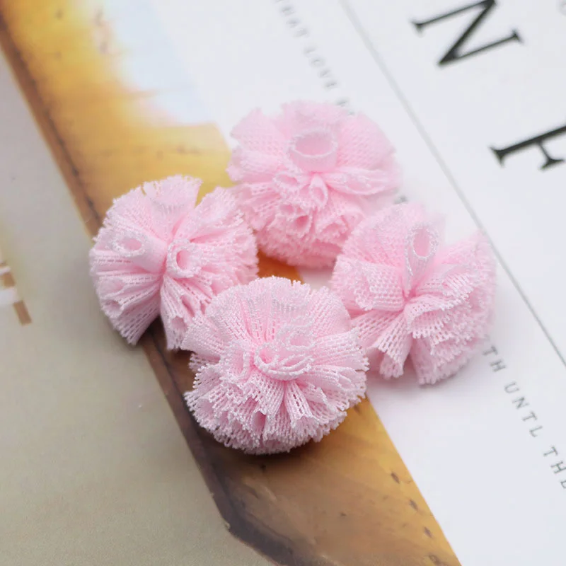 Pom Pom 25mm Elastic Gauze Flower Ball Korean Lace Ball Hair Clip DIY Handmade Plush Net Pendant Jewelry Making Accessories