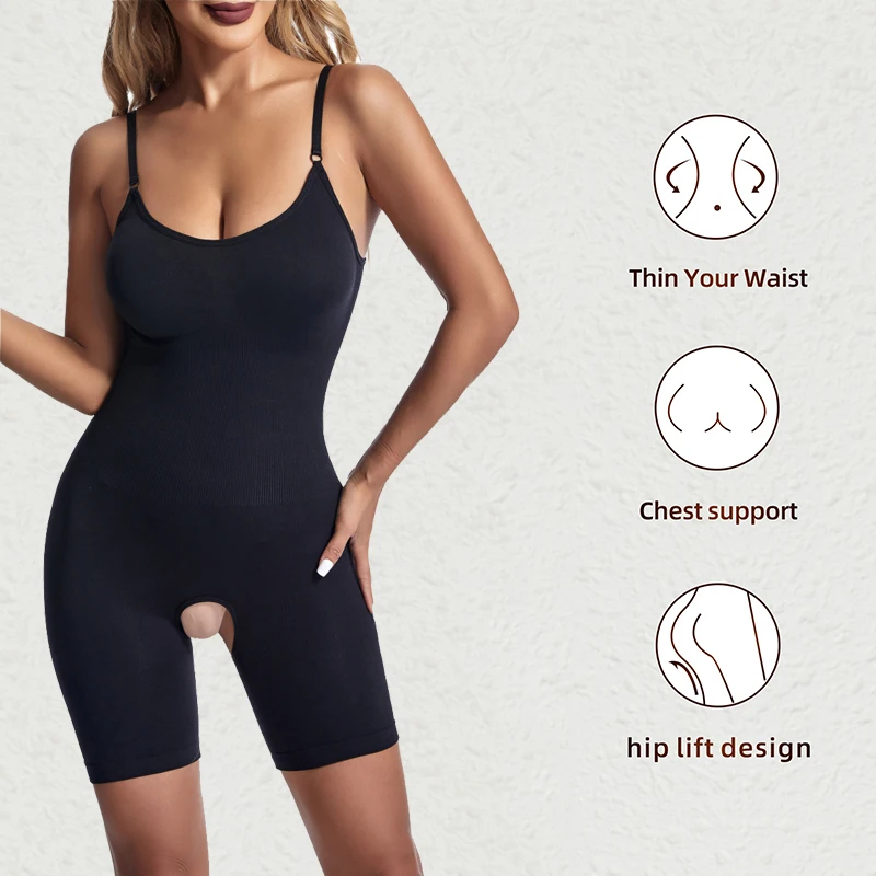 Women Seamless Bodysuit Compression Open Crotch Shapewear Push Up Belly Tightening Corset Slimming Butt Lifter Full Body Shaper