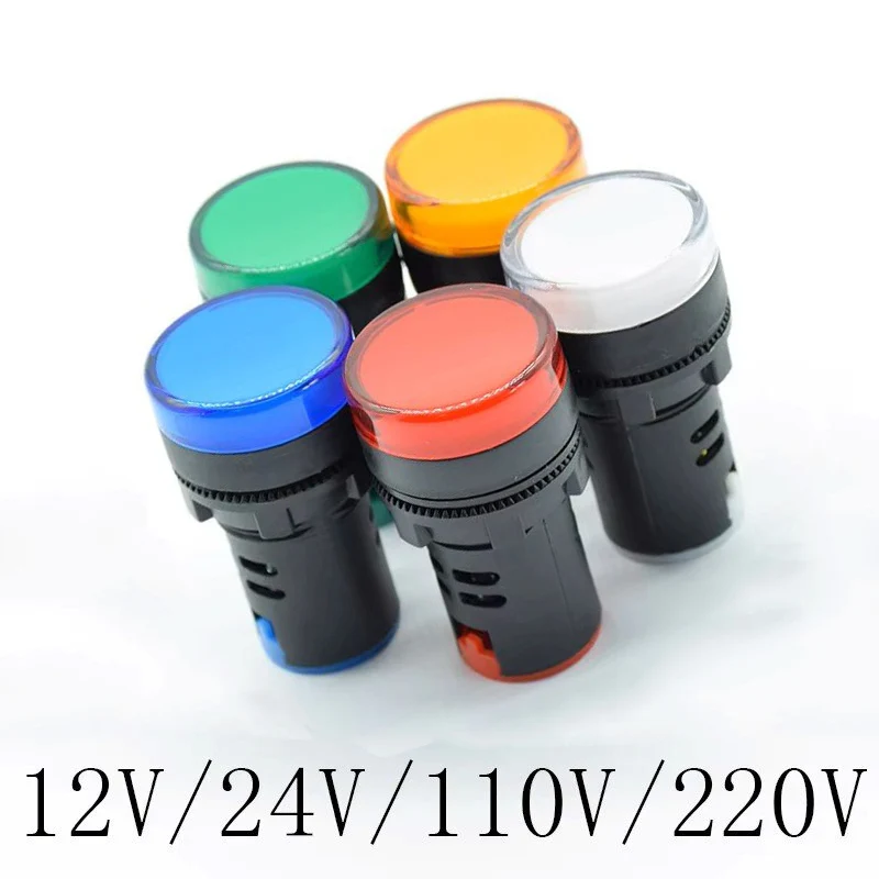 1pc red blue green white yellow lamp 22mm 12V 24V 110V 220V  22mm Panel Mount LED Power Indicator Pilot Signal Light Lamp