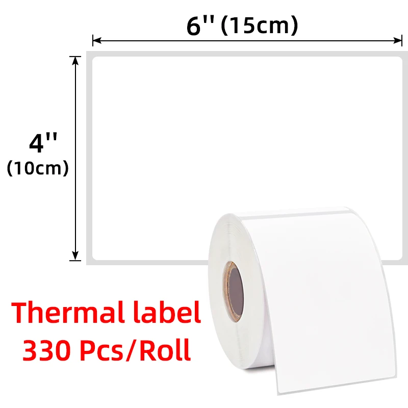 ورق حراري ذاتي اللصق 4*6 بوصة لفة فارغة لطباعة الملصقات، متوفر بأحجام متعددة: 100 × 100 مم - 500 ورقة، 100 × 1