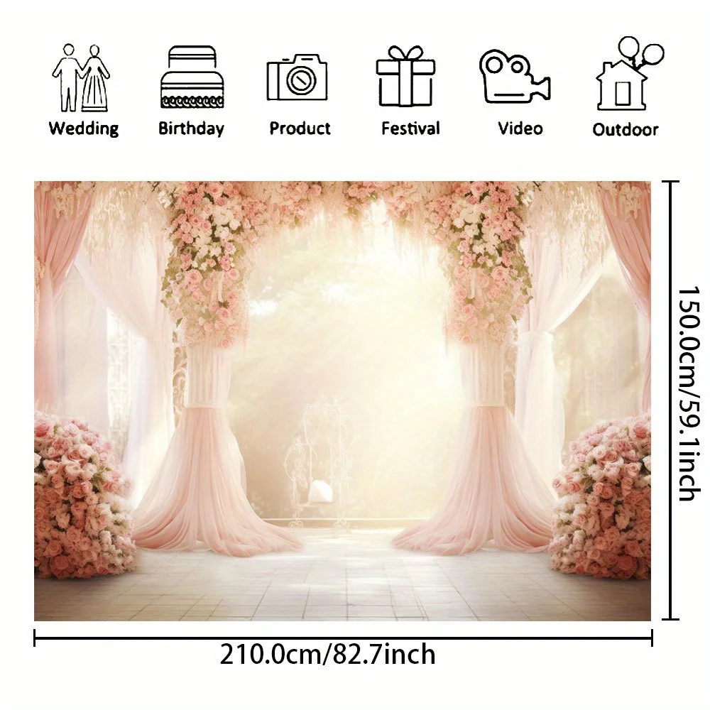 Plants and flowers wall photography background, baby shower birthday party decoration banner, wedding bride baptism photo