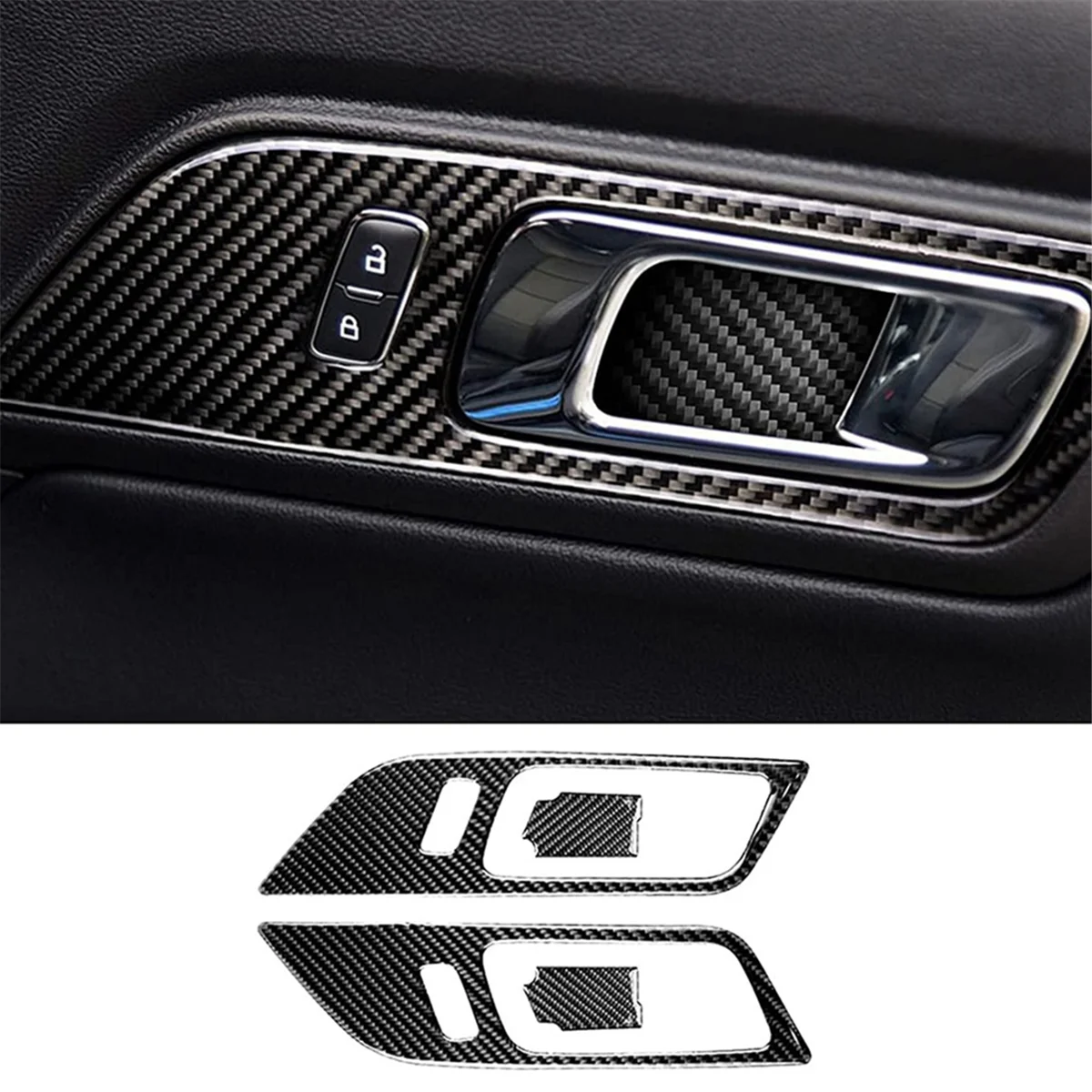 Carbon Fiber Interior Car Door Handle Frame Decoration Stickers Trim Cover for GT 2015-2021 image 4
