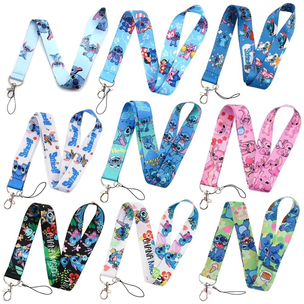 Stitch ID Badge Holder Lanyards Pendant Lovely Girls Lilo Door Card Holders Neck Strap Keychain Women Credential Gift