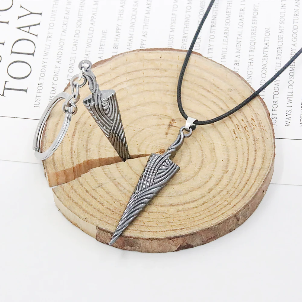 Anime Hollow Knight Pure Nail Sword Bone Pendant Necklace Fashion Geometry Rope Chain Choker Necklace for Women Men Cool Jewelry