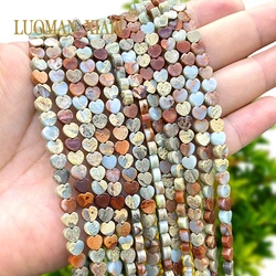 6MM Love Heart Natural Stone Shoushan Sea Sediment Jasper Spacer Beads for Jewelry Making Diy Bracelet Charms Accessories