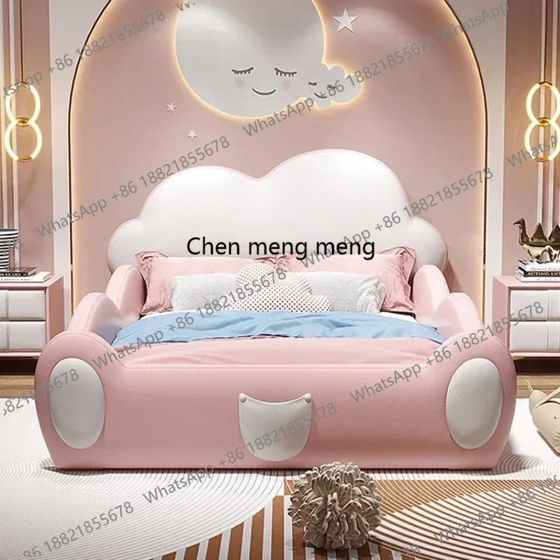 Nature Wooden High Bed Double Nordic Princess Bedframe Frame Children Bed Girl Modern Sleeping Muebles Para Dormitorio Furniture