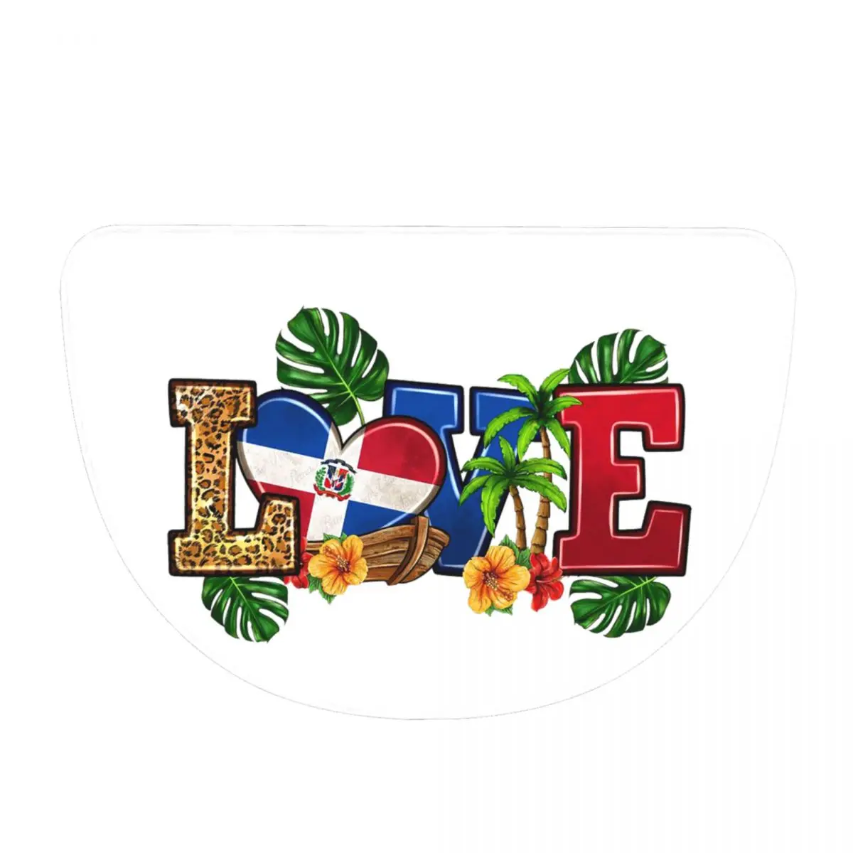 Flag Of The Dominican Republic Soft Flannel Half Round Doormat Non Slip Bathroom Mat Absorbent Floor Carpet for Living Room