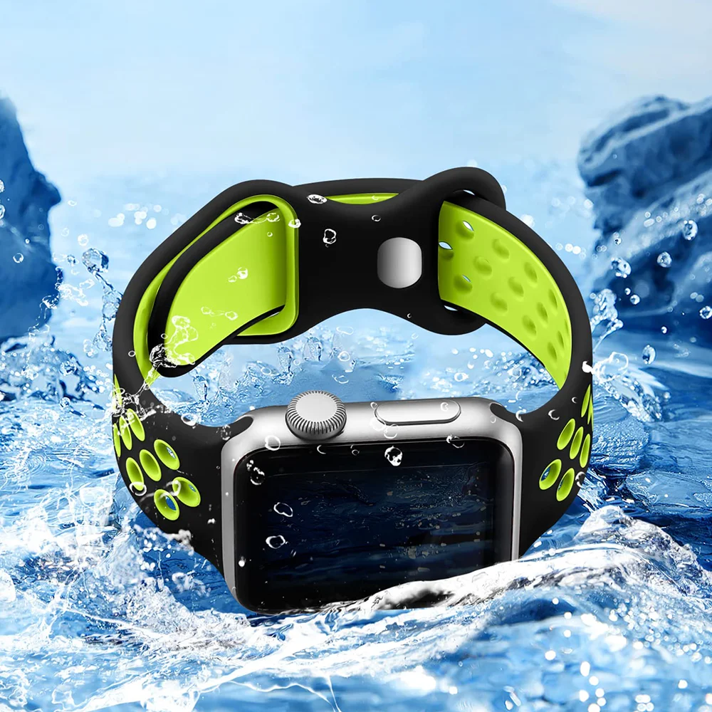 Silikonbänder für Apple Watch Serie 10 46 mm 42 mm 44 mm 40 mm 45 mm 41 mm Ultra 2 49 mm Sport Atmungsaktives Armband iWatch 9 8 7 6 SE 5 4