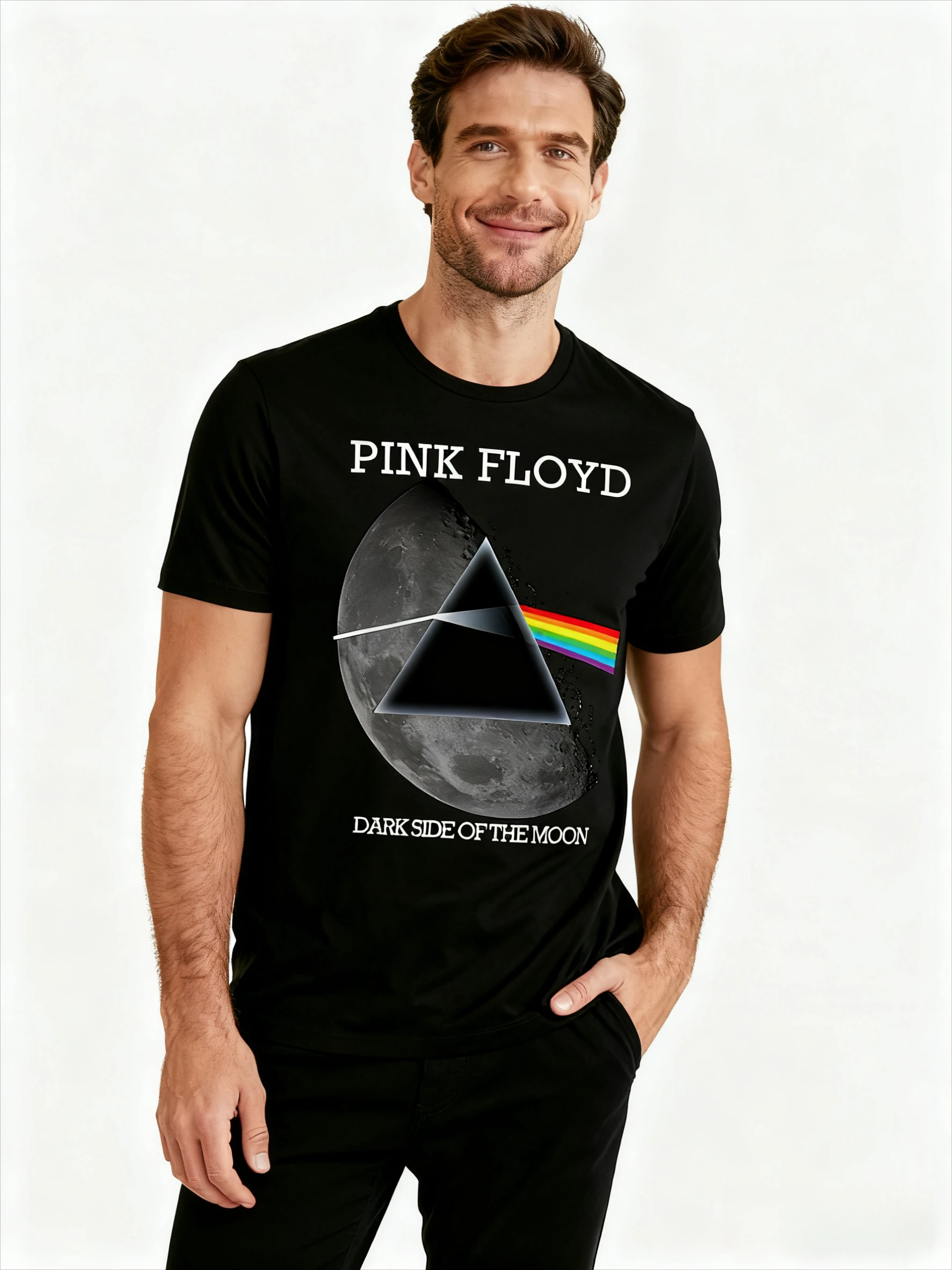 

Футболка Pink Floyd Rock Band Prism Circle с логотипом, 100% хлопок, модная футболка с принтом, минималистичные повседневные свободные модные топы