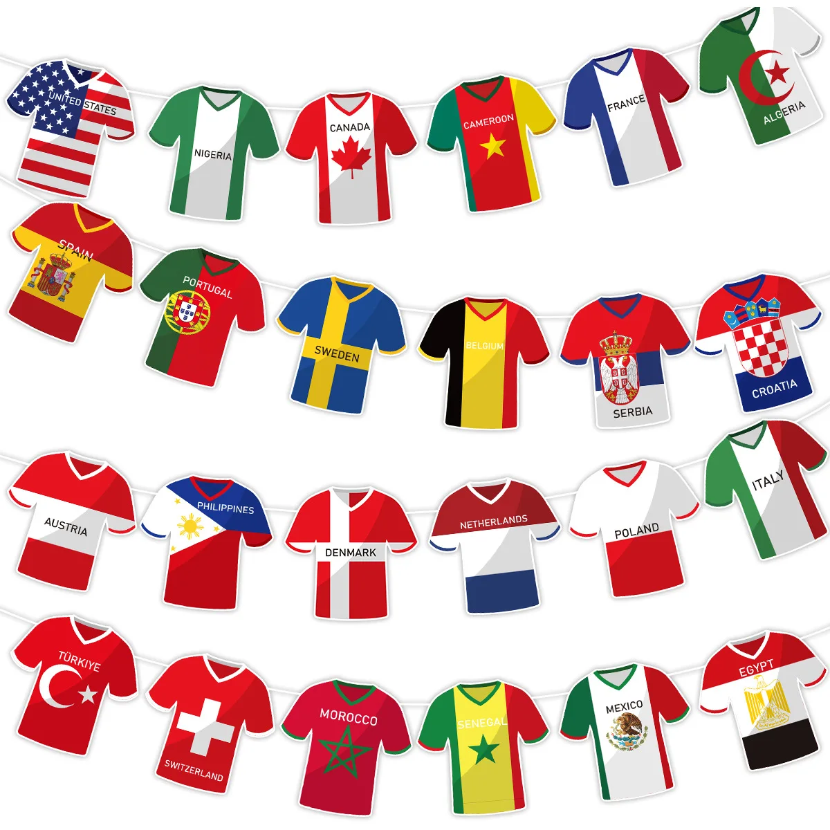 Weltflaggen Länder Hängende Fahnenkette Europa Fußball Basketball Liga Parade Banner Sportvereine Feier Party Dekoration