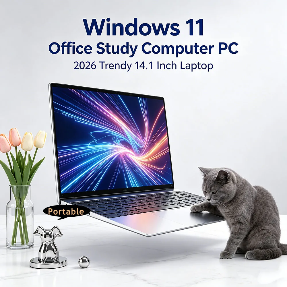 

2026 New 14.1 Inch FHD Ultra Thin Laptop Win11 DDR4 16GB/32GB RAM 2TB SSD Portable Business Office Notebook PC Intel 4405U