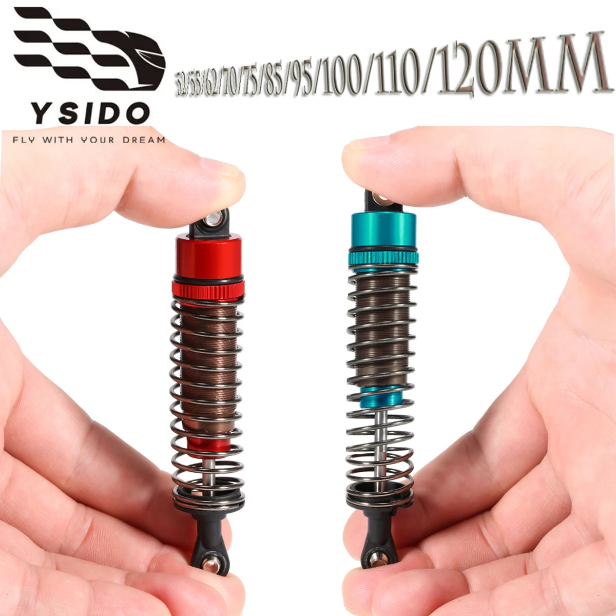 

YSIDO 52mm-120mm Metal Shocks Absorber Oil Filled for 1/10 RC Crawler Car Axial SCX10 90046 AXI03007 TRX4 TRX6 Upgrade Parts