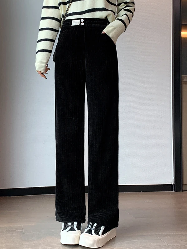 Pantalones de pierna ancha Thiened Fce de cintura alta, pantalones ajustados informales de corte recto para mujer, primavera Otoño Invierno Faion