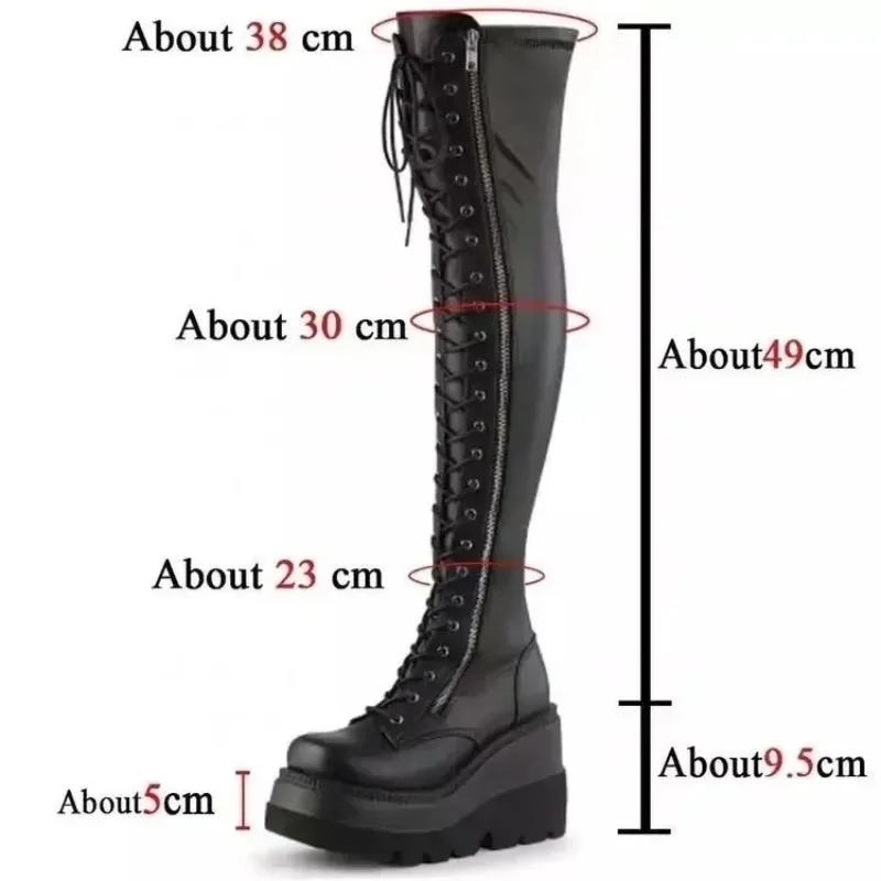 Wedges Long Boots for Women Autumn Winter Over-the-knee Boots Cosplay High Platform Women Boots New High Heel Gothic Botas Altas