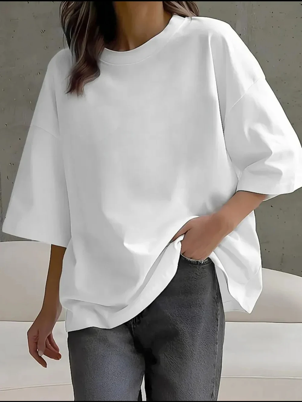 Sommerliche Oversize-T-Shirts aus Baumwolle für Damen, Basic-Trend, O-Ausschnitt, Kurzarm-Tops, lässig, bequem, atmungsaktiv, Damenbekleidung