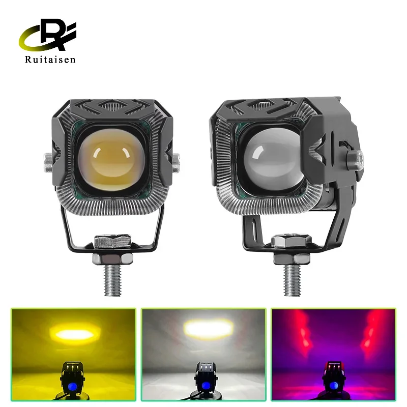 

Motorcycle LED Spotlight 30W Red High Low Beam Fog Lamps 12V-80V Spot Lens Headlight Driving Light for ATV UTV Electric Bike