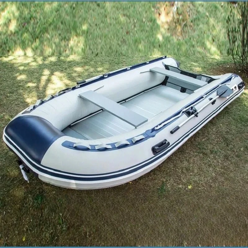 

Thickened aluminum alloy hard bottom folding inflatable fishing wear-resistant leather rowing boat