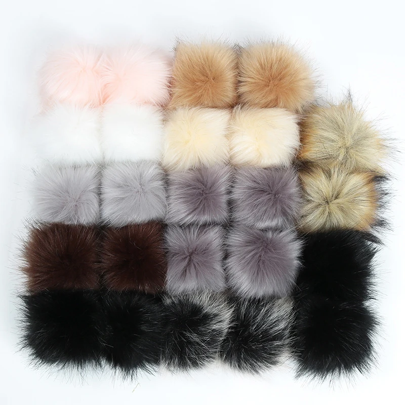 12Pc 8cm Plush Fox Fur Pompom Balls Artificial Fluffy Soft Pompons Faux Fur Pom Poms for DIY Hat Hairballs Scarf Clothing Supply