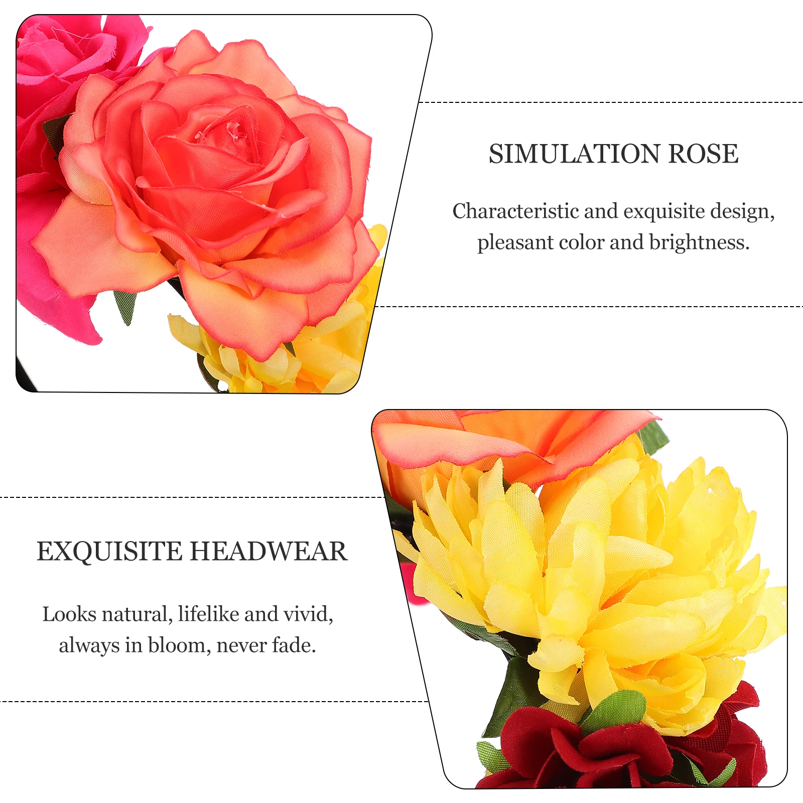 

Pink Simulated Flower Headb Bridal Hair Accessories Women Decor Halloween Baby Exquisite Photo PropFlower Design Headwear