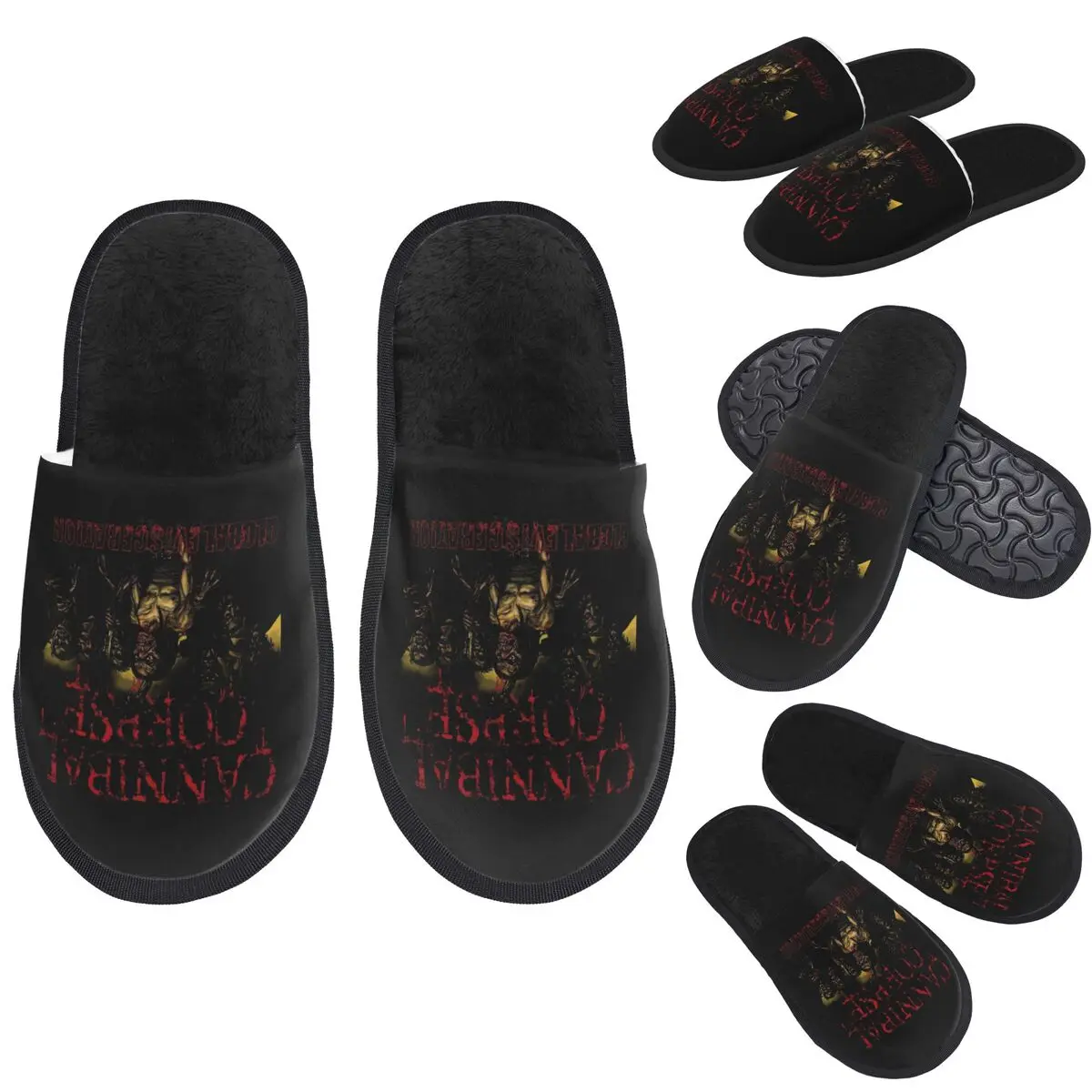 

Custom Cannibal Corpse Metal Skateboard Slippers Memory Foam Warm Soft Women House Slipper Bedroom Cozy Shoes
