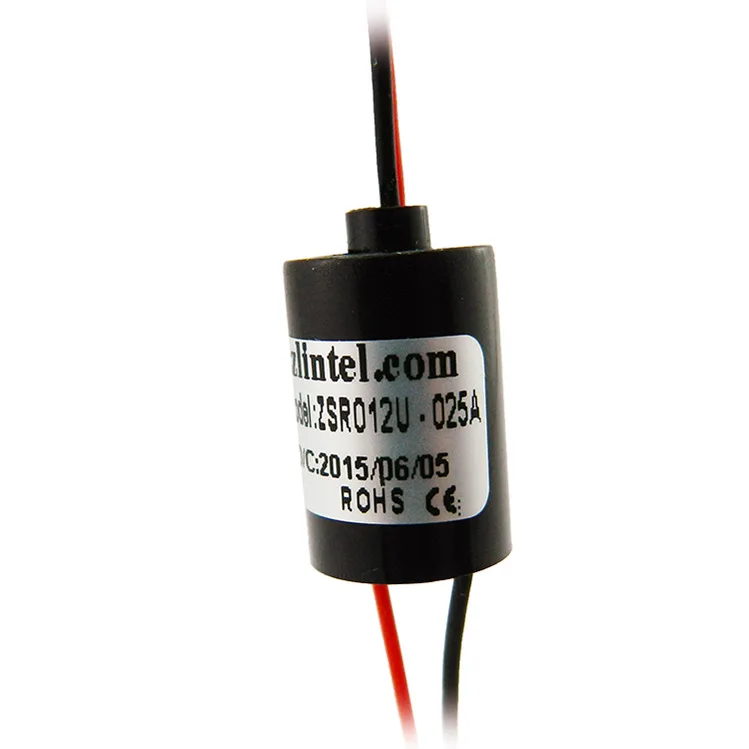 

Miniature conductive slip ring connector rotates 360 degrees