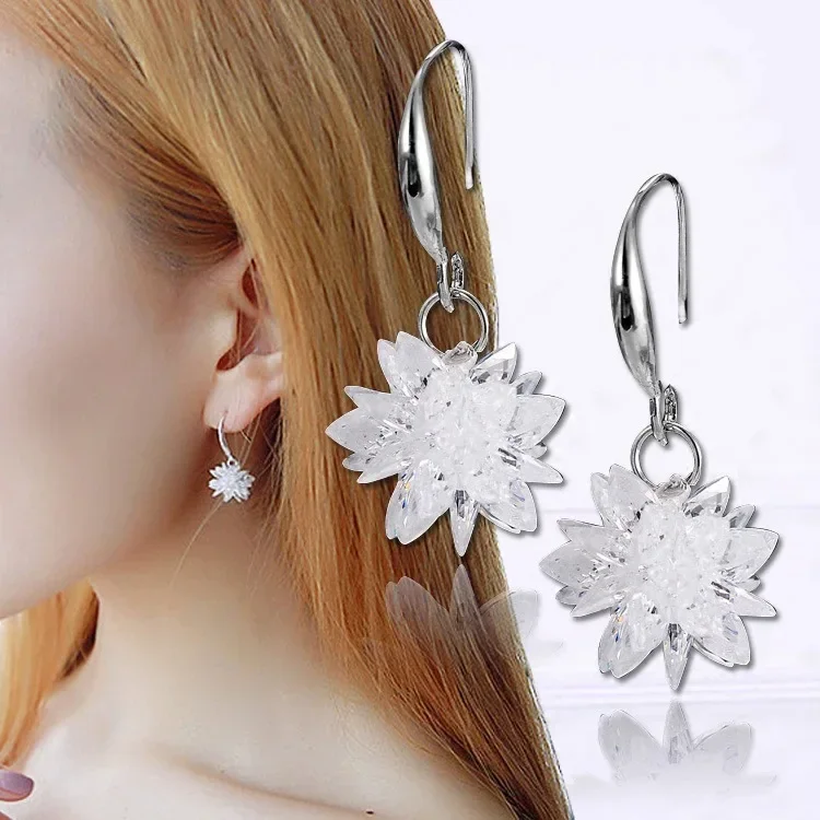 NEW earrings Europe 925 silver Lucky glowing Crystals from Austrian Earrings With Charm for Women wedding jewelry