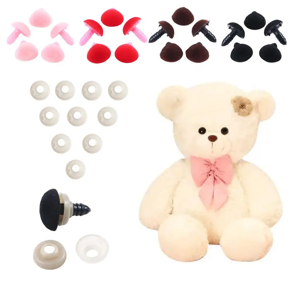 

10PCS Dolls Velvet Nose Button Pink Red Black Brown DIY Bear Toy 12*15mm Triangle Noses Teddy Bear Nose Dolls Nose Flocking Nose