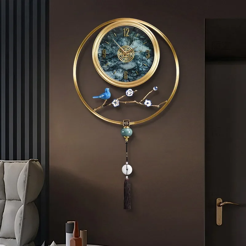 Chinese Style Luxury Wall Clocks Large Digital Design Xenomorph Round Wall Watch Bathroom Modern Horloge Living Room Decoration