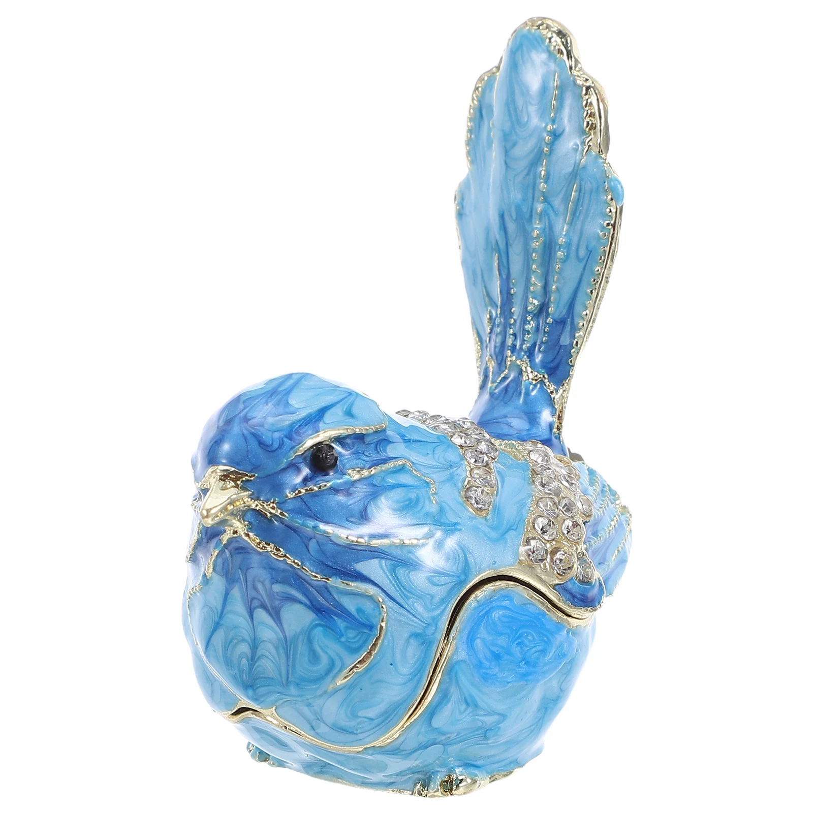 

Hinged Bird Trinket Box Metal Enameled Jewelry Organizer Rings Necklaces Earrings Storage Animal Decorative Home Office Gift