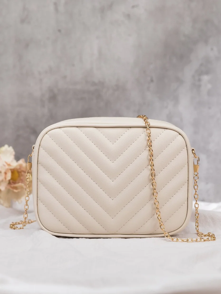 Women Bags Mini Chevron Chain Crossbody Bag Casual Shoulder Bag,Square Zipper Bag Handbags For Women 2024 New