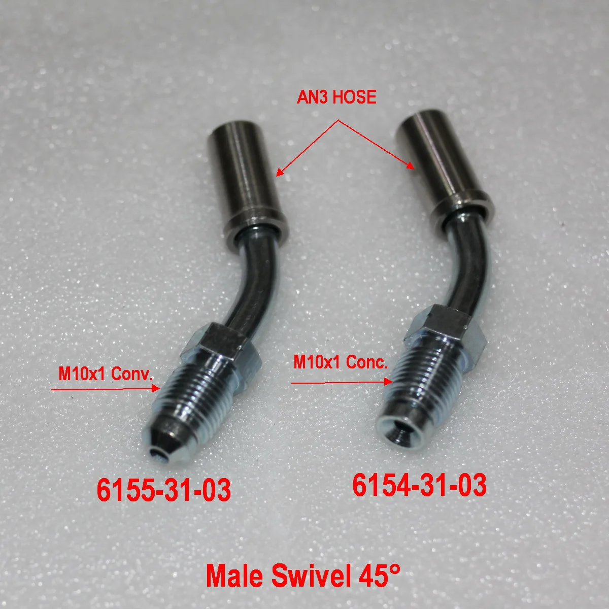 M10x1 Male Swivel CONC. CONV 45° Fitting For AN3 Braided Hose