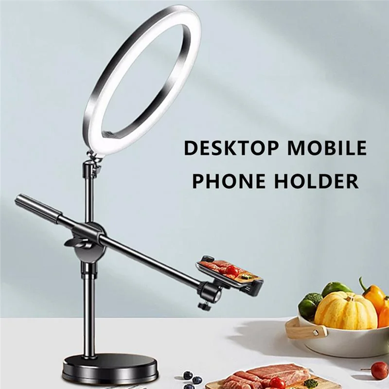 

AT12 Overhead Tripod For Mobile Phone Smartphone Desktop Video Shooting Stand With Ring Light For Table Photography Durable