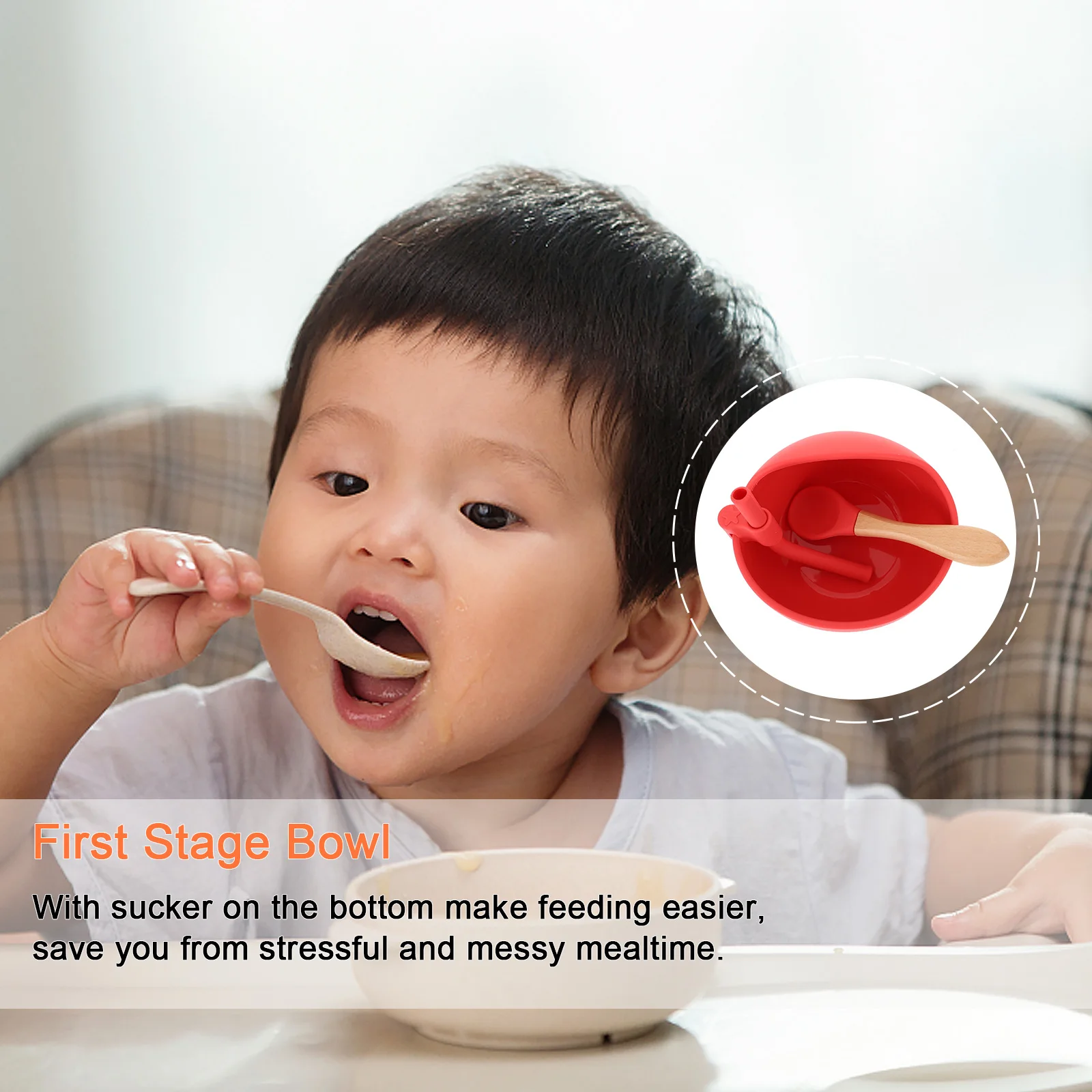 

Silicone Suction Baby Feeding Bowl Spoon Set Red Large Capacity Cartoon Dampen Strong Grip Weaning Tableware Toddler First Stage
