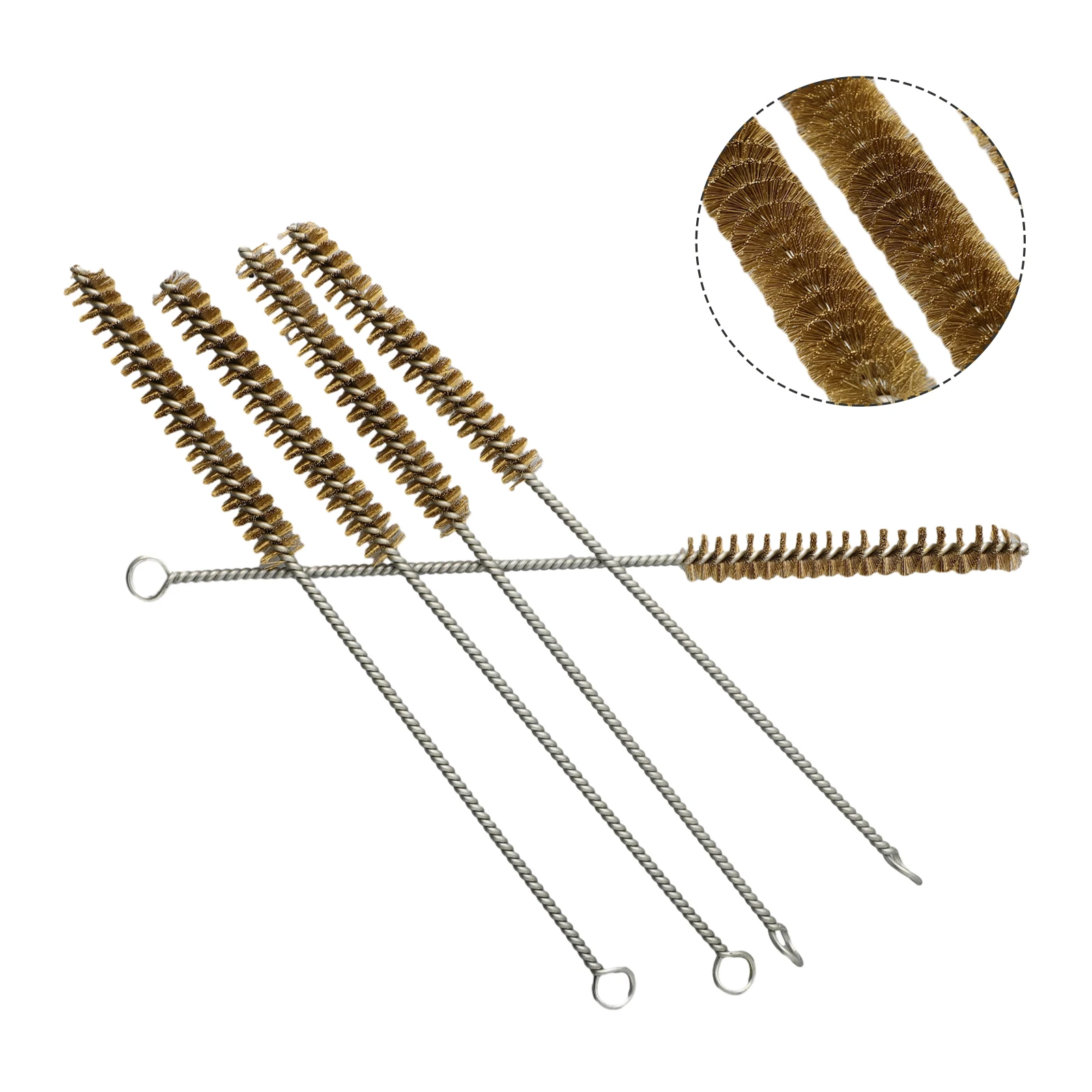 5Pcs Steel Wire Tube Brush 10-30mm Cylinder Wire Pipe Cleaning Brush Copper Wire Bristles Pipe Brush Manual Tool Parts