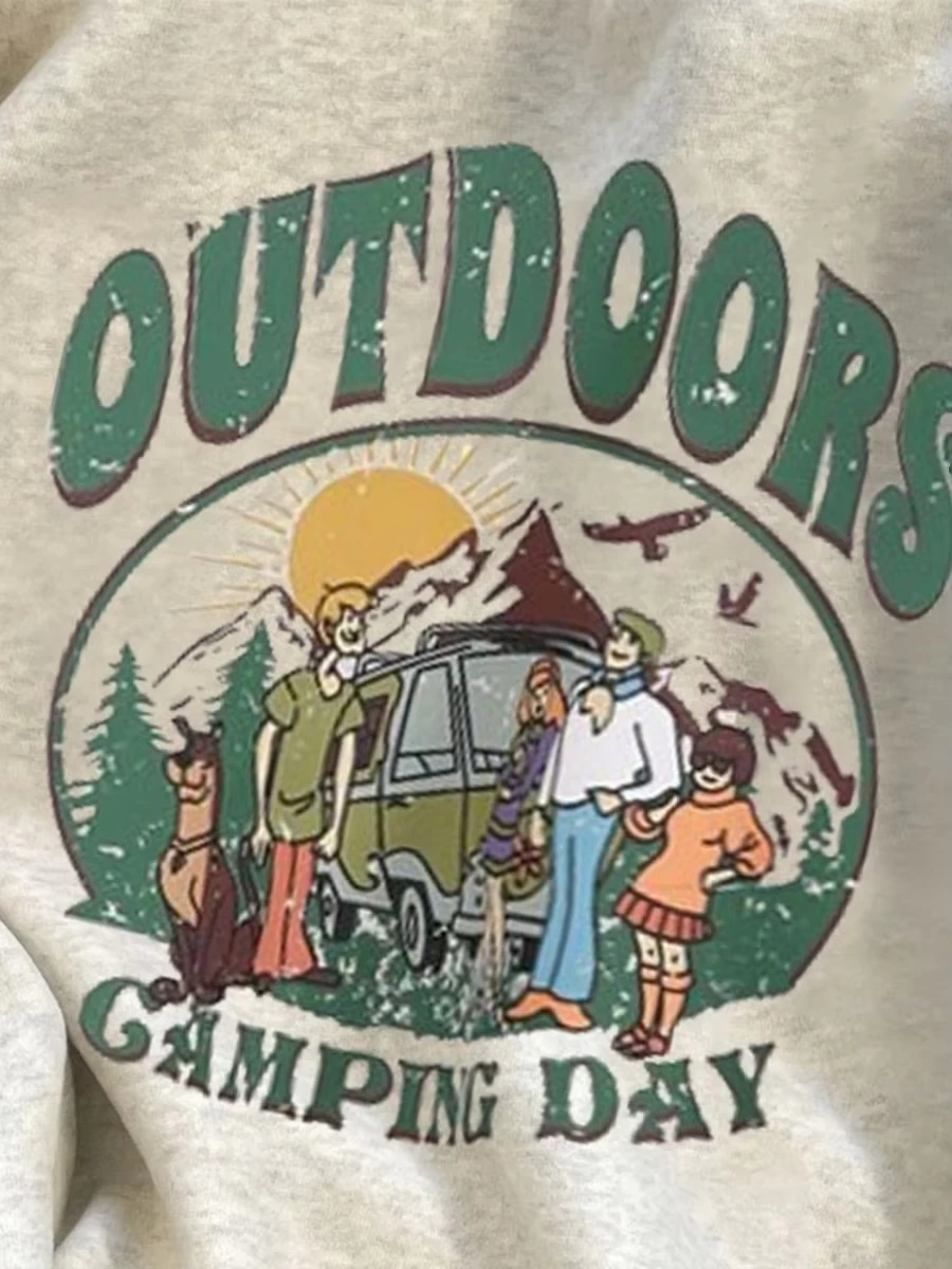 Camiseta con Estampado Floral SKADE para Mujer, Sudadera Informal con Estampado de Letras, Manga Larga, Otoño Invierno, Forro Polar