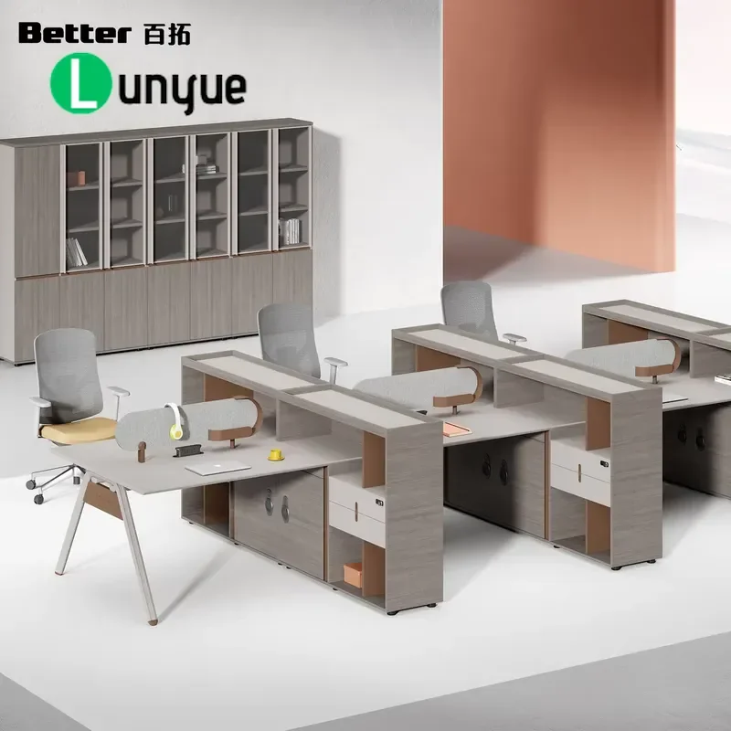 Modular Durable Wooden Staff Desk for 4 6 Person Office Employee Workspace Small Furniture